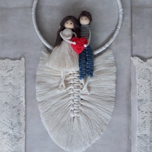 Ziua Indragostitilor cuplu in dragoste decor de perete, , , Un cadou din inima! Cu aceasta decoratiune de perete macramé romantica, unica, realizata manual, pu..., ARTYNOS