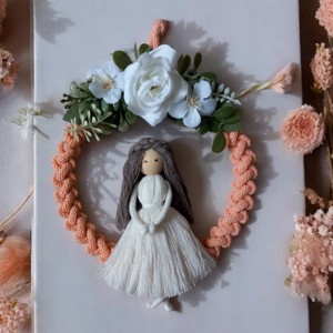 Decorațiune de perete pentru copii Macrame de primăvară - Decorațiune albă și piersică -  - Artynos.ro