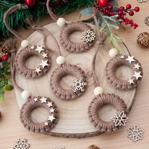 Macrame hoop Craciun ornament 6 bucati - Brown stea, , , ARTYNOS