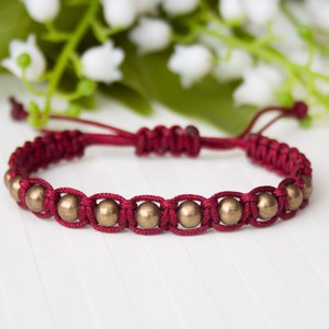 Bratara macramé impletita - Beads burgundy, , , ARTYNOS