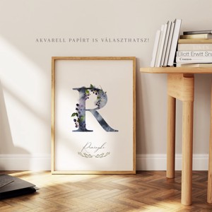 Scrisoarea R, monogramă, imagine onomastică, decor, acuarelă artă de perete, personalizată - casă & stil de viață - echipament pentru camera copiilor - decorațiuni pentru camera copilului - Artynos.ro