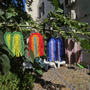 Cercei mini curcubeu , Bijuterii, Cercei, Cercei din margele, Cusatura, ARTYNOS