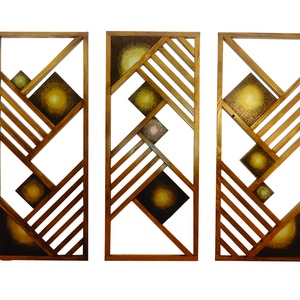Decoratiune pentru perete din lemn compusa din 3 piese de 40x90 cm, Casă & Stil de viață, Accesorii pentru decorat casa, Decorațiuni de pereți, decorațiuni suspendate, Decorațiuni perete, macramé, Prelucrarea lemnului, ARTYNOS
