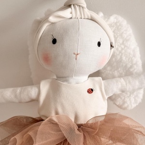 Păpușă de pluș 40 cm - Iepurina Balerina costum mauve/tull roz - Popette Atelier - jucării și echipamente pentru copii - jucării și accesorii pentru copii - păpușă de îmbrăcat - Artynos.ro