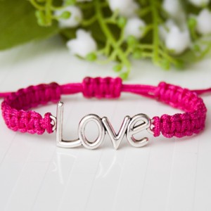 Bratara macramé impletita - Love pink roz inchis, , , ARTYNOS