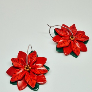 Cercei Poinsettia - bijuterii - cercei - cercei hoops - Artynos.ro