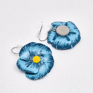 Cercei Flori albastre - bijuterii - cercei - cercei lungi - Artynos.ro