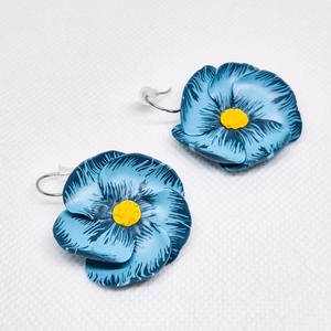 Cercei Flori albastre, Bijuterii, Cercei, Cercei lungi, Confectionarea bijuteriilor, Lucrare cu argila, ARTYNOS