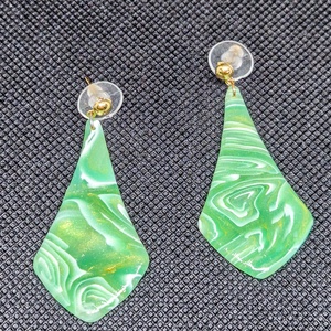 Cercei Cravata verde, Bijuterii, Cercei, Cercei lungi, Confectionarea bijuteriilor, Lucrare cu argila, ARTYNOS