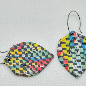 Cercei Șah colorat - bijuterii - cercei - cercei hoops - Artynos.ro