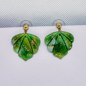 Cercei Frunze verzi, Bijuterii, Cercei, Cercei lungi, Confectionarea bijuteriilor, Lucrare cu argila, ARTYNOS