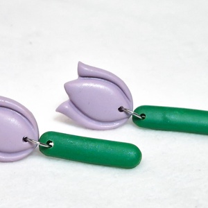 Cercei Lalele lila - bijuterii - cercei - cercei lungi - Artynos.ro