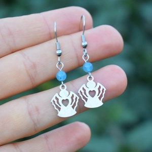 Cercei cu ingeri si Angelit - bijuterii - cercei - cercei cu figurine - Artynos.ro