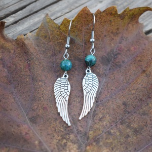 Cercei Aripi  Charm Metalic Argintiu si Pietre Semipretioase - Artynos.ro