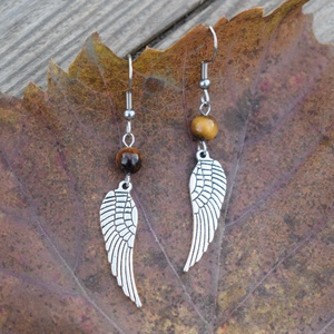 Cercei Aripi  Charm Metalic Argintiu si Pietre Semipretioase - bijuterii - cercei - cercei cu figurine - Artynos.ro