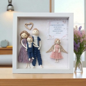 Invitație personalizată pentru nași cu imagine 3D - înger macramé cu decor elegant -  - Artynos.ro