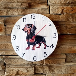 Ceas de perete ambarcațiuni din lemn cu câine teckel - casă & stil de viață - accesorii pentru decorat casa - decorațiuni de pereți, decorațiuni suspendate - ceasuri de perete - Artynos.ro
