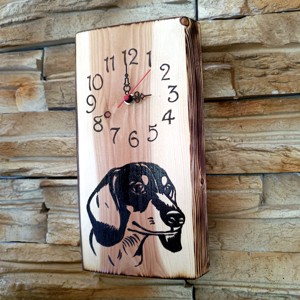 Ceas de perete din lemn cu câine dachshund - casă & stil de viață - accesorii pentru decorat casa - decorațiuni de pereți, decorațiuni suspendate - ceasuri de perete - Artynos.ro