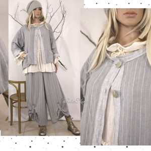 Set VIVIEN - costum lagenlook extravagant: pantaloni și sacou - îmbrăcăminte și modă - haine damă - blazer și costum - Artynos.ro