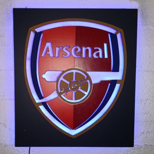 Arsenal - zidul fanilor clubului de fotbal, pictura murala iluminata, Casa & Stil de viata, Accesorii pentru decorat casa, Picturi murale, Arta de perete din lemn, , ARTYNOS