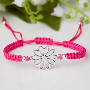 Bratara macramé impletita - Floare roz, , , ARTYNOS