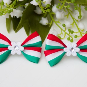 Papion de culoare nationala - rosu, alb, verde, Imbracaminte si moda, Accesorii par, Clema de par si ac de par, , ARTYNOS