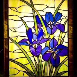Albastru violet iris luminos tiffany imagine de perete -  - Artynos.ro