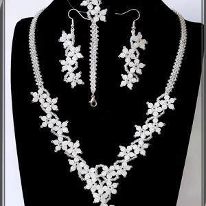 Nunta, mireasa, set de bijuterii casual, SSZEB-GY02-br opal alb - Artynos.ro