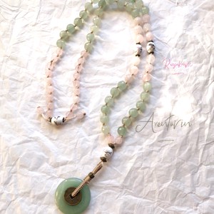 Colier mineral macrame cu aventurina si cuart roz, bijuterii minerale, , , ARTYNOS