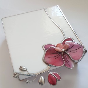 Cutie de bijuterii Orhidee 3D din sticla Tiffany - Artynos.ro