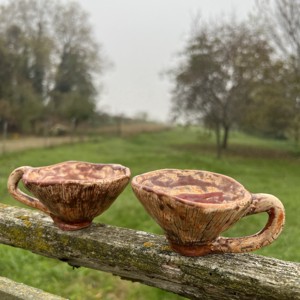 Cești de espresso rustice, realizate manual - set unic de căni din ceramică. - Artynos.ro