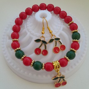 Set de bijuterii Cherry - brățară, cercei -  - Artynos.ro
