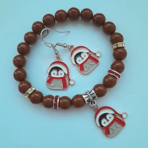 Set de bijuterii cu pinguini de Crăciun - brățară, cercei -  - Artynos.ro