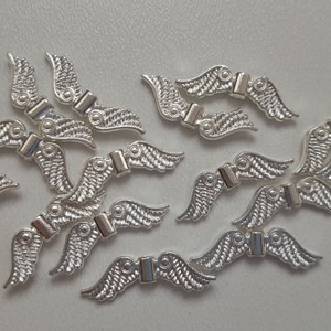 Aripa de inger din metal - 22x6mm - 10 bucati / pachet - culoare argintie, , , ARTYNOS