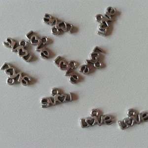 Pandantiv metalic - 6x12mm - dragoste - 10 buc / pachet - argintiu antichizat, , , ARTYNOS