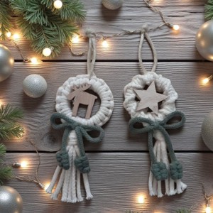 Pereche de ornamente de Crăciun Macrame - fir alb, cerc din lemn, decor natural - crăciun - decorațiuni de crăciun de casă - figurine pentru pomul de crăciun - Artynos.ro Pereche de ornamente de Crăciun Macrame - fir alb, cerc din lemn, decor natural - crăciun - decorațiuni de crăciun de casă - figurine pentru pomul de crăciun - Artynos.ro