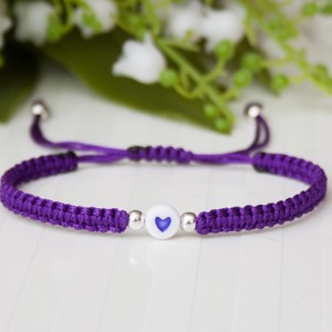 Bratara macramé impletita - Little hearts mov inchis, , , ARTYNOS