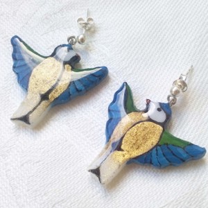 Cercei din zinc pictat manual cu bază din argint - bijuterii - cercei - cercei cu figurine - Artynos.ro