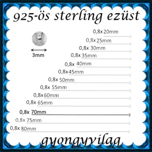 Accesorii pentru bijuterii din argint 925: bat de montare ESZP SZ 70x0,8 mm 1buc/cs, , , ARTYNOS