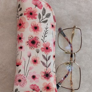 Husa pentru ochelari din material textil, captusita, cu imprimeu floral roz, , , ARTYNOS