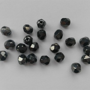 Margele cehe fatetate din sticla - 6mm - 40 buc / pachet - gri inchis, , , ARTYNOS