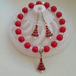 Set de bijuterii cu brad de Craciun - bratara, cercei, , , ARTYNOS