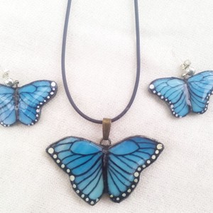 Fluture albastru stabilit în tiffany cu piese de argint -  - Artynos.ro