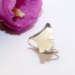 Ginkgo biloba, inel de argint mat pentru femei (EGK.13), , , ARTYNOS