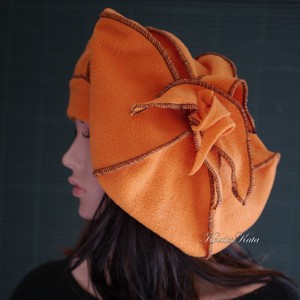 POLÁR BARETT / narancs - bohemian sapka - îmbrăcăminte și modă - eșarfe, pălării, fularuri - căciulă - Artynos.ro