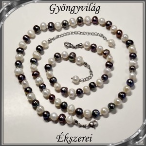 Set colier-ratara cu perle Sweetwater cu inchidere din otel inoxidabil SSZ-NA-IG02, , , ARTYNOS