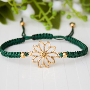 Bratara macramé impletita - Floare verde inchis / aur, , , ARTYNOS