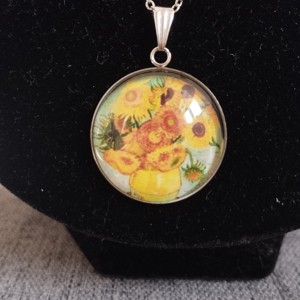 Colier din otel medical cu lentile din sticla si motiv Van Gogh, , , ARTYNOS