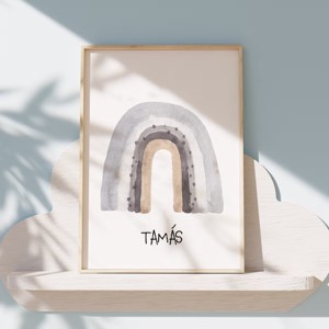 Imagine personalizată pentru camera copiilor, decorațiuni pentru camera bebelușului, vulpe, lună, curcubeu, set de artă de perete de 3 -  - Artynos.ro