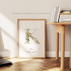 Scrisoarea K, monogramă, imagine de ziua numelui, decorare, artă de perete acuarelă, personalizată -  - Artynos.ro